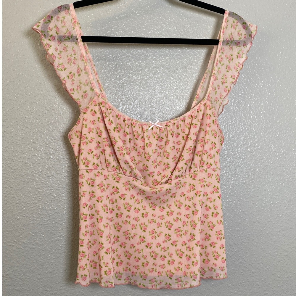 Coquette Babydoll Top Large Pink Dollette Fairy Feminine Romantic Milkmaid Y2K